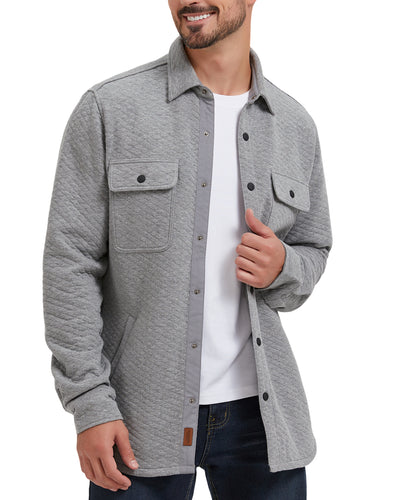 Quilted Jacquard Knit Shirt Jacket