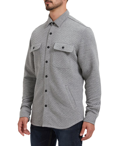 Quilted Jacquard Knit Shirt Jacket