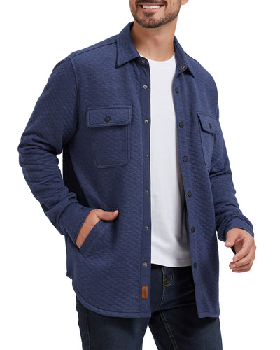 Quilted Jacquard Knit Shirt Jacket