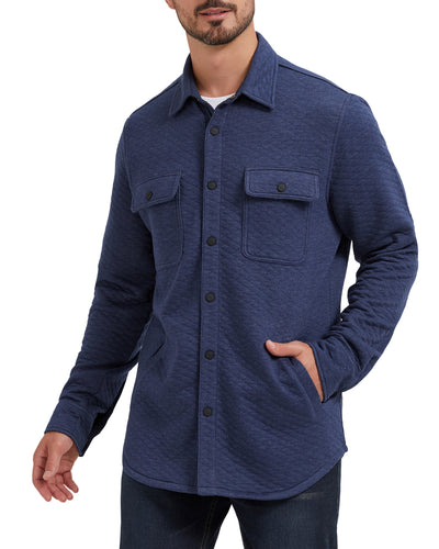 Quilted Jacquard Knit Shirt Jacket